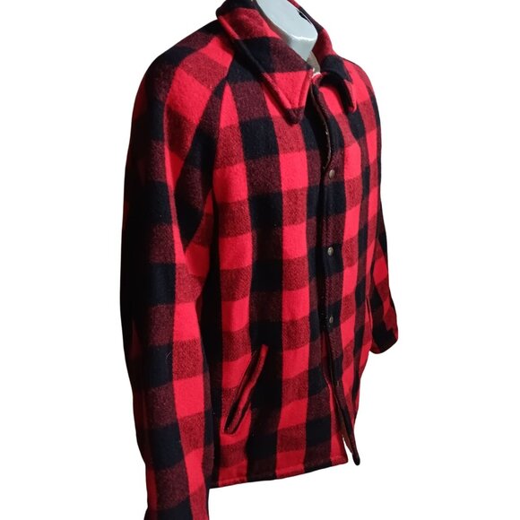 Men's XL Vintage Jacket Buffalo Plaid Wool Blend Damart 1980's Logger Coat - Picture 6 of 7